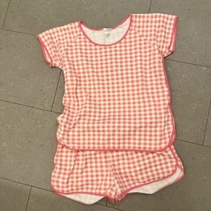 Lake Pink Gingham Pajamas Short Set
